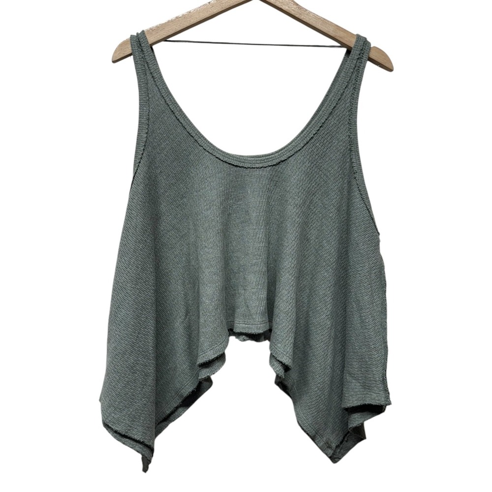Free People Sage Green Handkerchief Hem Tank Top